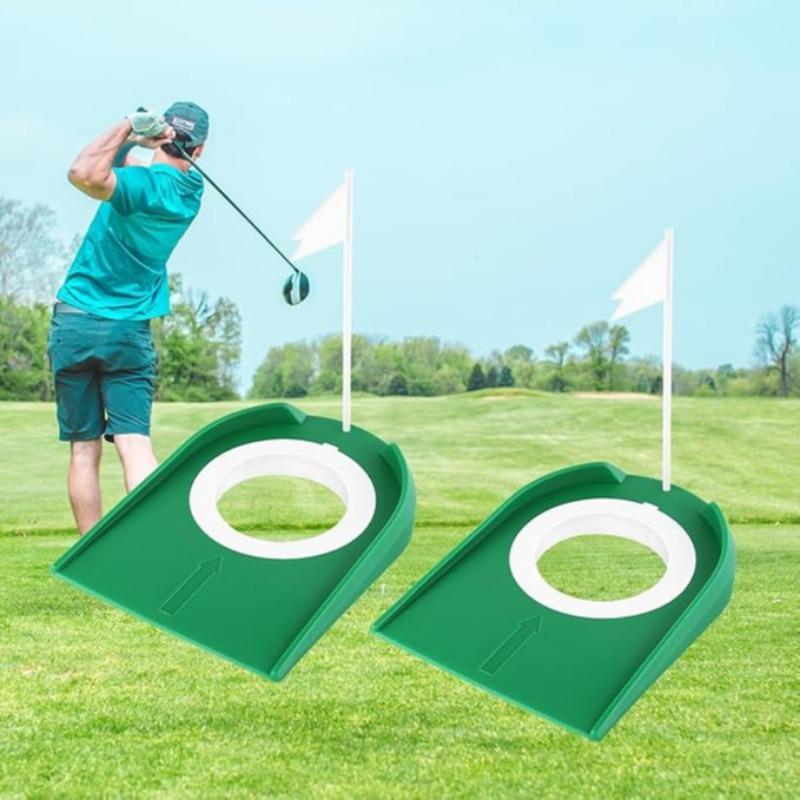 Golf Putting Cup with Flag, 2 Counts set Indoor Golf Putting Hole, Golf Hole Training Aid Equipment, Golf Training Equipment for Indoor Outdoor Use