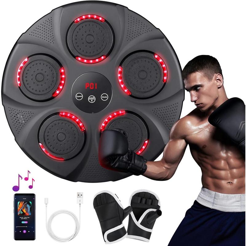 Music Boxing Machine with Boxing Gloves, Home Smart Bluetooth Boxing Equipment, Boxing Machine Wall Mounted, Rechargeable Boxing Training Equipment, Music Boxing Machine for Adults