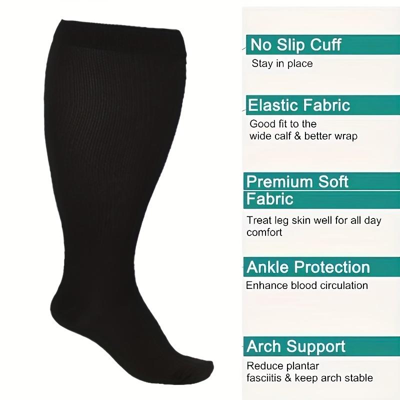 1pair Unisex Plus Size Compression Socks, Knee Length 20-30 Mmhg Breathable Circulation Calf Socks, Women Men's Socks & Hosiery