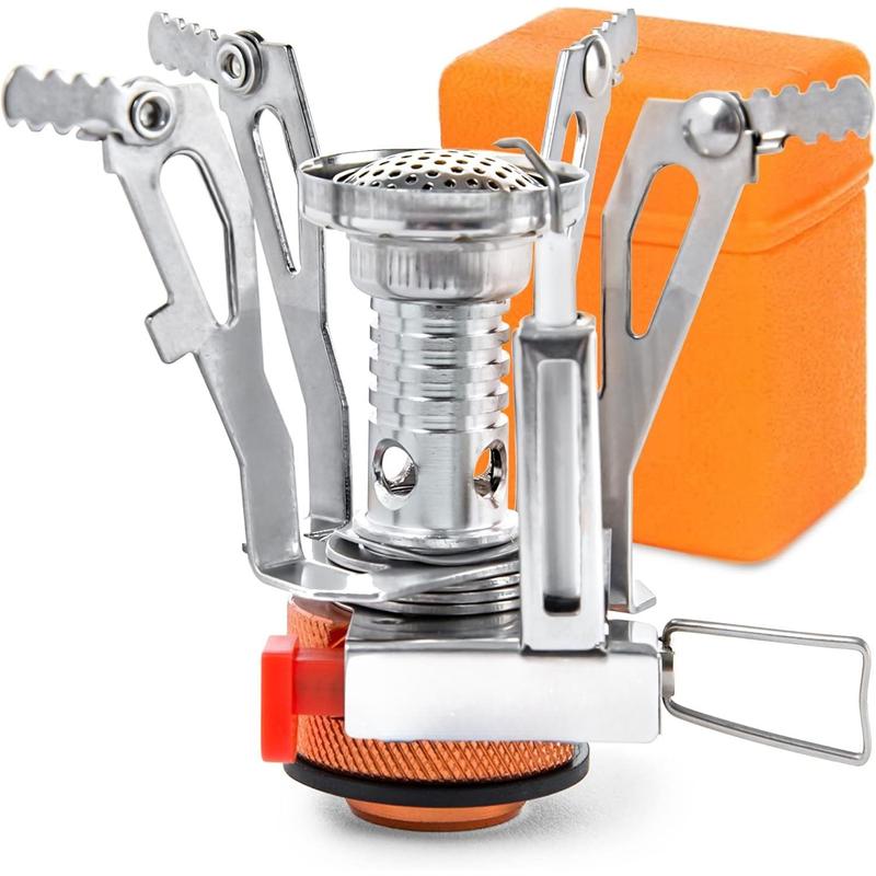 Backpacking Stove - Portable Camping Stove - Small Backpack Camp Single Burner for   Isobutane  Canister - Mini Pocket Rocket Jet Boiler for Hiking & Gas Cooking