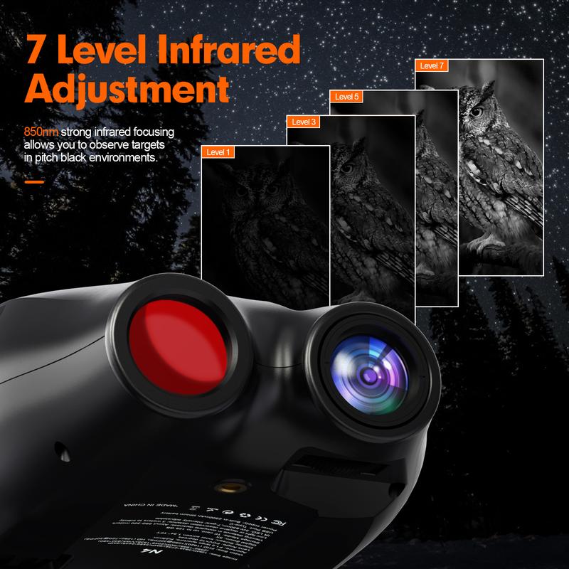 Night Vision Binoculars: See Up to 300m in Total Darkness, 850nm Infrared LED, 7 Brightness Levels, 1080P HD Video Photo Capture, 5x Digital Zoom, Includes 32GB TF Card Perfect for Day & Night Adventures