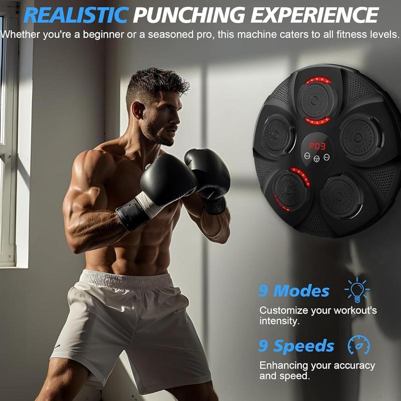 Music Boxing Machine with Boxing Gloves, Home Smart Bluetooth Boxing Equipment, Boxing Machine Wall Mounted, Rechargeable Boxing Training Equipment, Music Boxing Machine for Adults