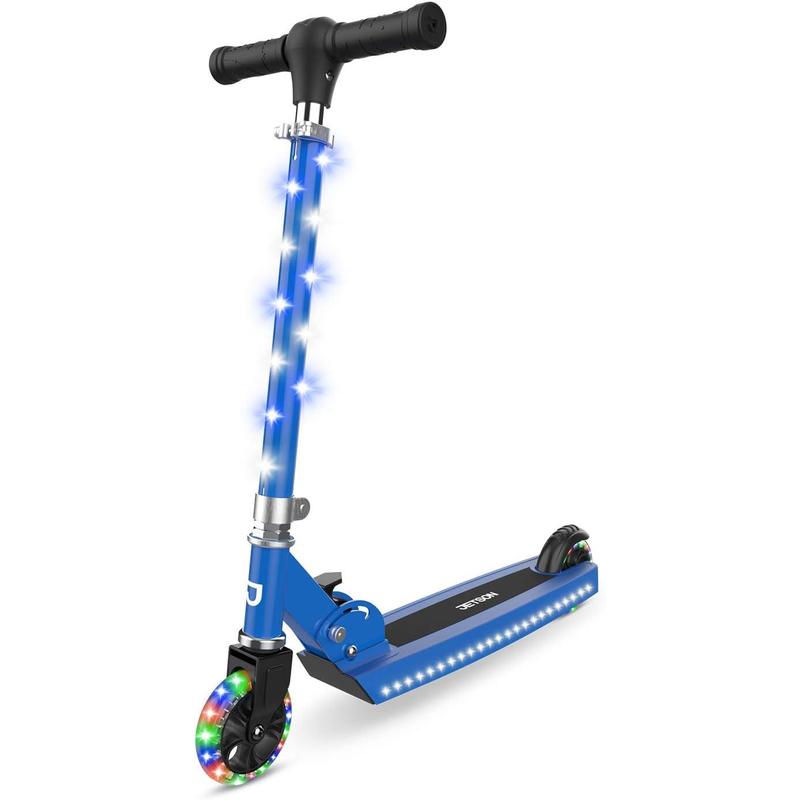 Jetson 2-Wheel Light-Up Kick Scooter, Light Up Deck and Wheels, Height Adjustable Handlebar, Rear Brake, Easy-Folding Mechanism, 4 or 6 inch wheels