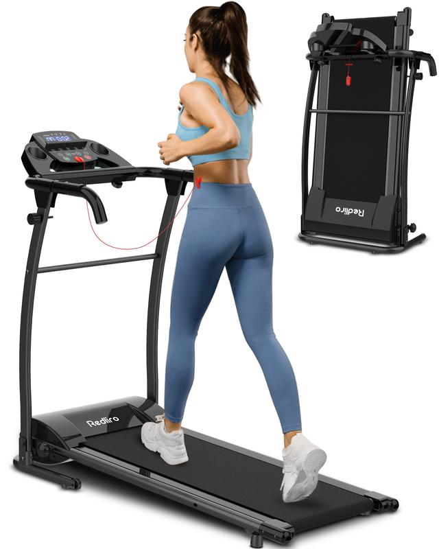 REDLIRO Electric Treadmill Foldable Exercise Walking Machince for Apartment Home Office Jogging Compact Folding Easy Assembly 12 Preset Program 2 Wheels LCD Display