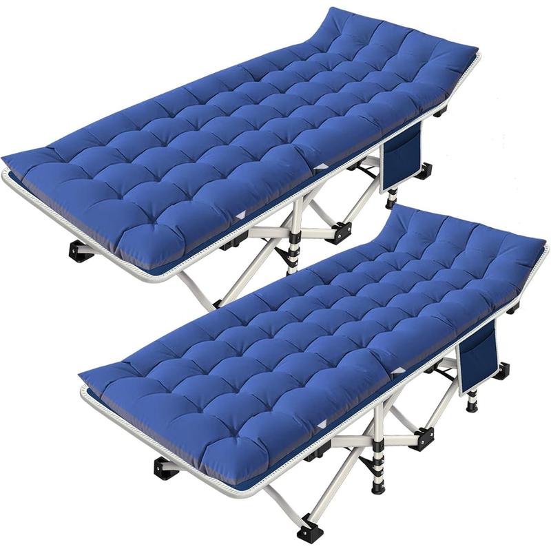 2 Pack Camping Cot with Mattress Comfortable Cot Bed Folding Cot Heavy Duty Cots for Sleeping with Carry Bag for Outdoor Indoor Home