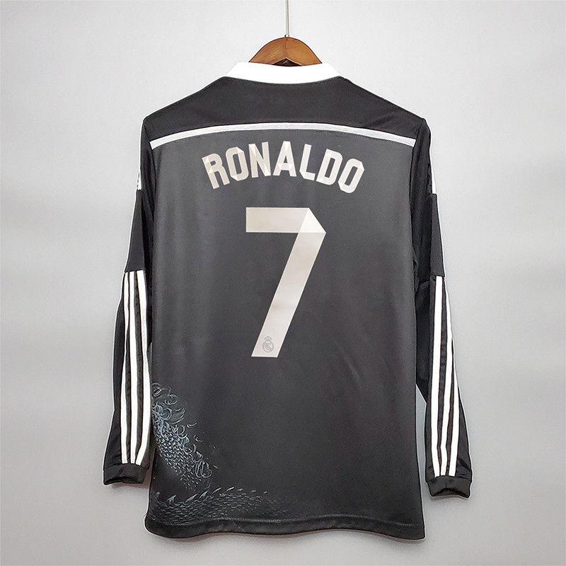 1415 Two away Long sleeved 7 Cristiano Ronaldo 9 Benzema 11 Bell Retro Football Jersey