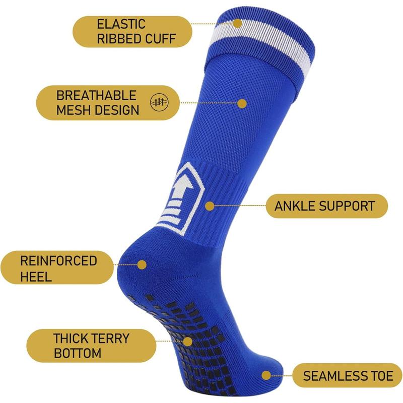 Ultrafun 4 Pairs Kids Soccer Socks with Grip Knee High Non Slip Football Basketball Sports Socks for Boys Girls Aged 8-14 soccer socks