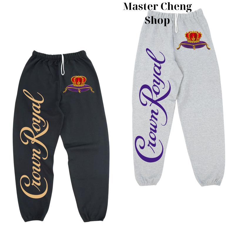 Streetwear Graphic Crown Royal Unisex Sweatpants For Running, Streetwear Hip Hop Joggers, Men Sweatpants Gift, Gift For Him Menswear Trouser