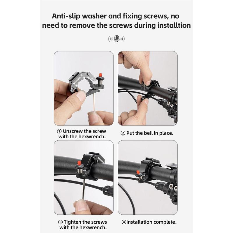 ROCKBROS Bike Bells Hidden MTB Bells Bicycle Bells for 22.2mm Handlebars, More Than 100dB, Clear & Long Sound Ringer