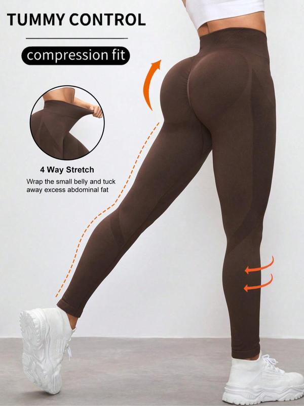 Women's Plain High Waist Sports Leggings, Sporty High Stretch Skinny Pants for Gym Yoga Fitness, Ladies Sportswear Bottoms