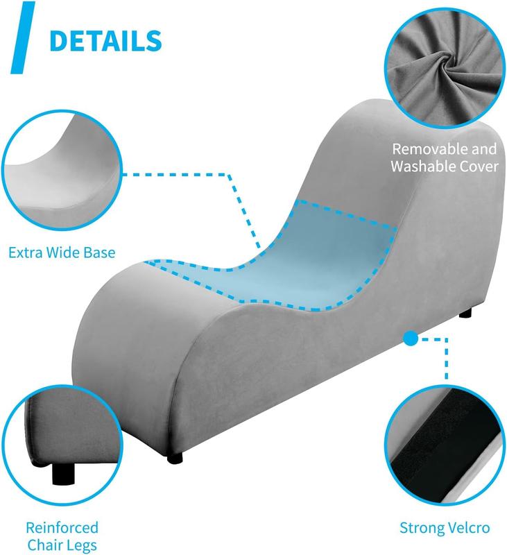 Mjkone Velvet Yoga Chair, Modern Curved Chaise Lounge for Stretching Exercising Relaxation,Light Grey