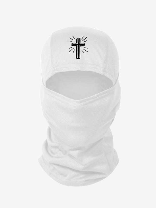 Unisex Sporty Cross Printed Face Covering Mask,  Trendy Outdoor Cycling Balaclava Hat, Windproof Sun Protection Face Covering Mask for Men & Women