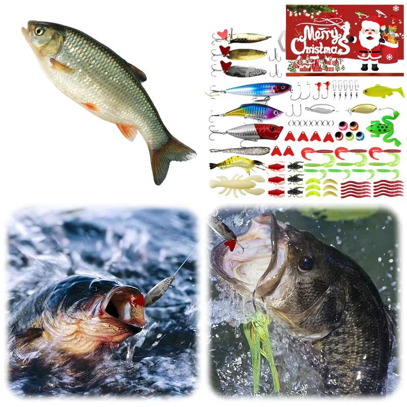 Fishing Lure Calendar Christmas Countdown 78Pcs Christmas Calendar Xmas Surprise Gift for Fishing Lover