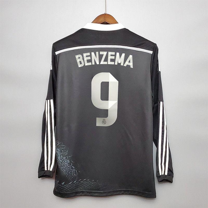 1415 Two away Long sleeved 7 Cristiano Ronaldo 9 Benzema 11 Bell Retro Football Jersey