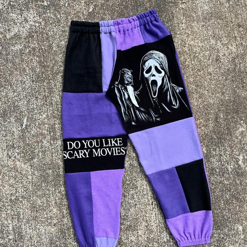 Preview You Can't Kill The BooGeyMan - purple, Halloween Jogger Pants, Horror Movie Pants, Jogger Pant For Men and Women, Horror Patchwork Sweatpants