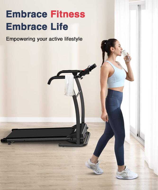 REDLIRO Electric Treadmill Foldable Exercise Walking Machince for Apartment Home Office Jogging Compact Folding Easy Assembly 12 Preset Program 2 Wheels LCD Display