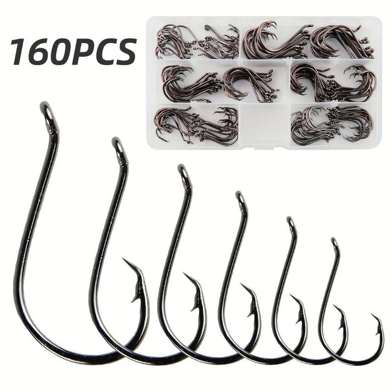 Fishing Hooks, Summer Gifts, 160pcs box Multi-size Stainless Steel Fishhook, Sharp Fish Hook with Box, Outdoor Fishing Accessories, Fishing Tackle Kit, Flyfishing, Solocamping, Picnicaesthetic, Christmas Gift