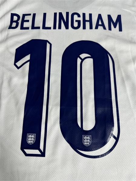 Euro 2024 Team England HomeWhite Jersey No.10 BellinghamShort Sleeve Soccer Jerseys