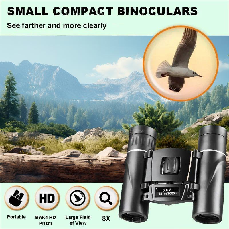 8x21 Binoculars, Portable High Precision Binoculars, Outdoor Sports Binoculars, Suitable for Travel Camping, Music Festival, Bird Watching, Hunting Tracking