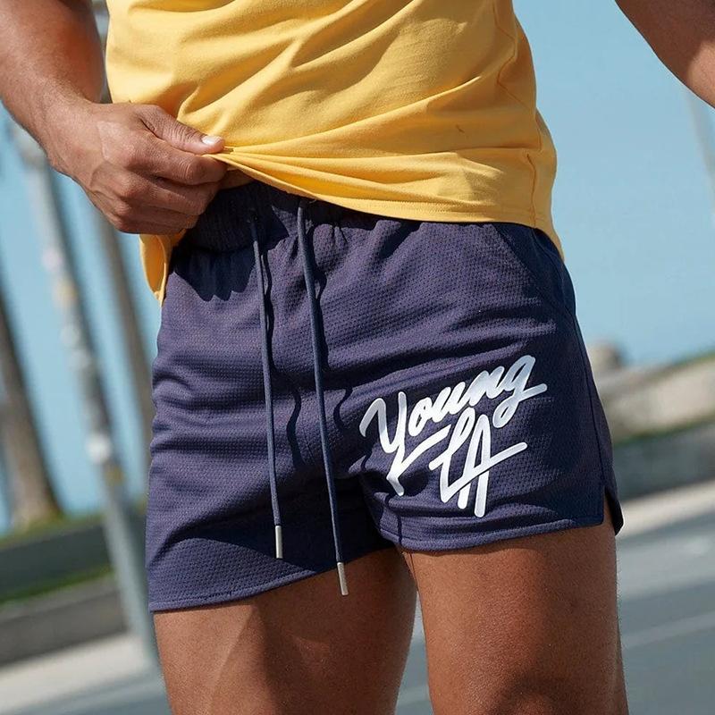 YOUNGLA new men's shorts gym running basketball training mesh quick-drying breathable casual beach shorts women