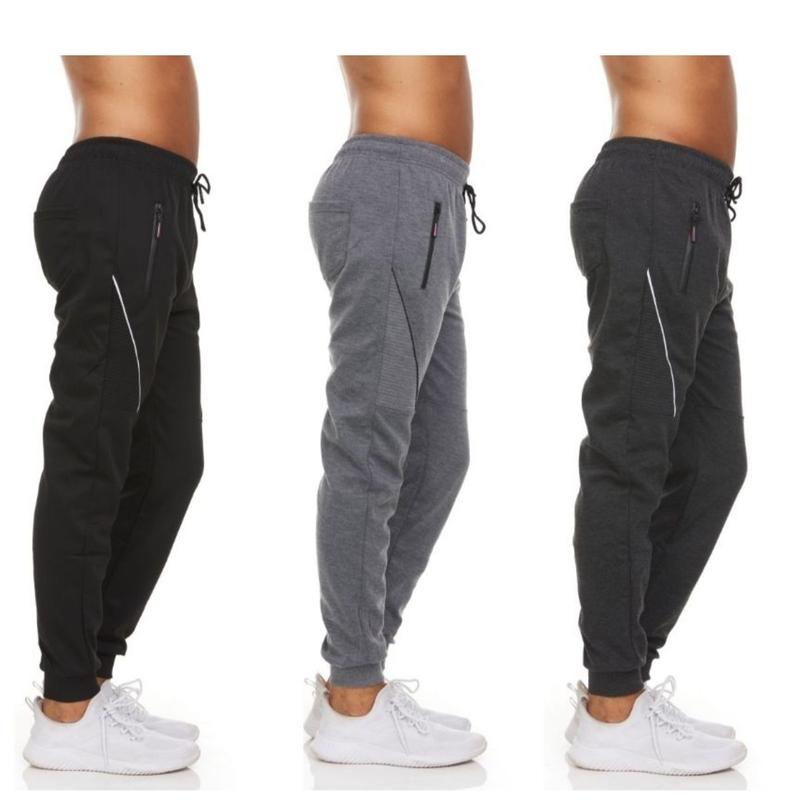 (3-Pack) Men's Moisture-Wicking Essential Jogger Pants with Zipper Pockets