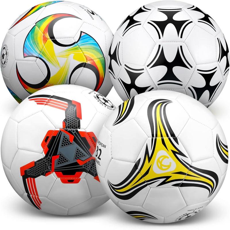 4 count Soccer Ball with Pump Operation Christmas Official Size Outdoor Indoor Soft Soccer Balls Bulk for  Christian Charity Donation  Gift for  Youth Adult